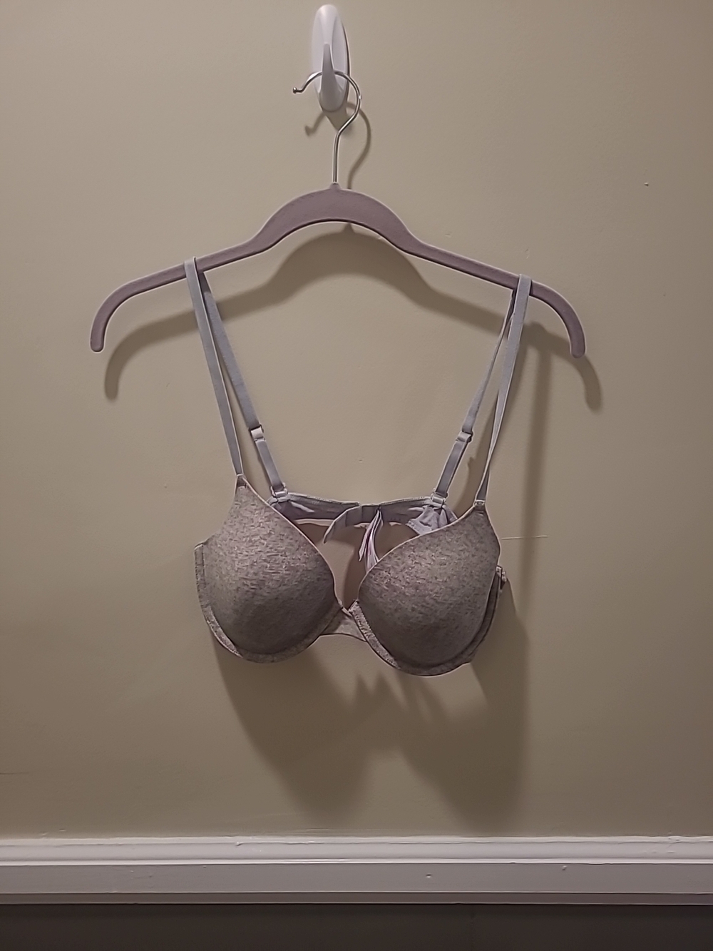 Victorias Secret PINK Gray Underwire Wear Anywhere Stretch Push Up Bra Size 36B